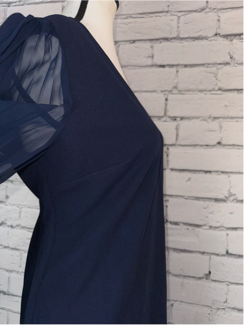 Women's Trina Turk Navy Celestina Mini Dress w/ Pleated Cape Sleeves Size 8 NEW - Picture 6 of 14